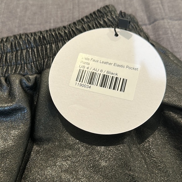 Lista Faux Leather Elastic Pocket Pants Black - Picture 9 of 10
